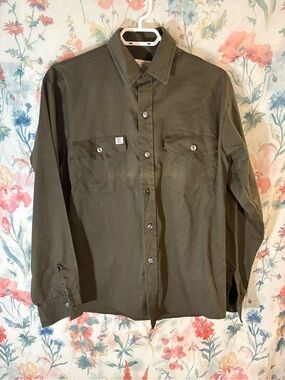 Vintage Brown/Green Button-Up Work Shirt